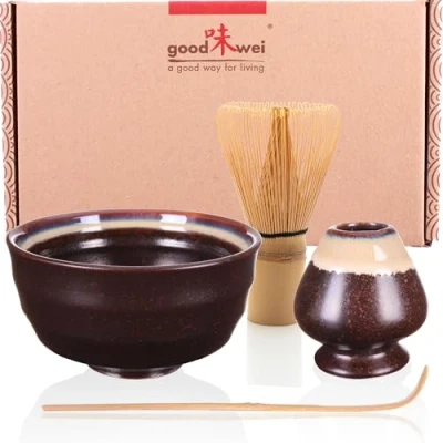 Afbeelding van Goodwei Japanse Matcha Set Theeceremonie (4 delig Klopperhouder, Kumo)