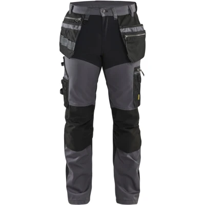 Afbeelding van Blaklader Werkbroek met stretchpanelen en spijkerzakken 1599 1860 Medium Grijs/Zwart