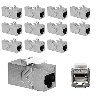 Afbeelding van kwmobile netwerk kabel koppeling Voor RJ45 en CAT6A ethernet kabels Metalen behuizing Afgeschermde keystone module 12 stuks