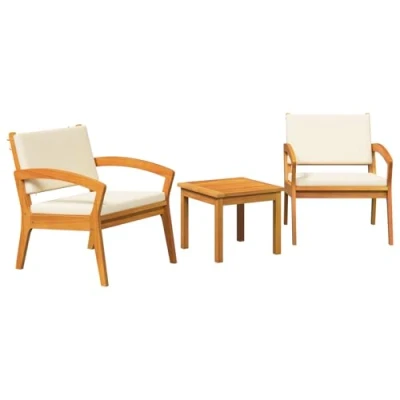 Afbeelding van vidaXL 3 delige bistro set met kussens Gemaakt van massief acaciahout