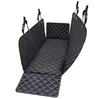 Afbeelding van WhizProducts® Basic hondendeken voor auto achterbank met zijbescherming en zitankers waterdichte reizen &amp; transport honden robuuste hondenmat op de