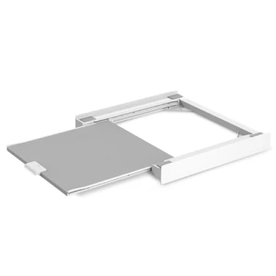 Afbeelding van Meliconi Base Torre Evo L60 overlappingsset voor wasmachine en droger, met uittrekbare lade veiligheidsgordel metalen gesp, wit