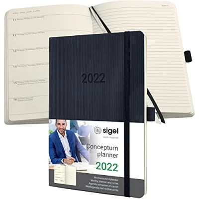 Afbeelding van 3x Weekagenda Sigel Conceptum A5 2022 zwart