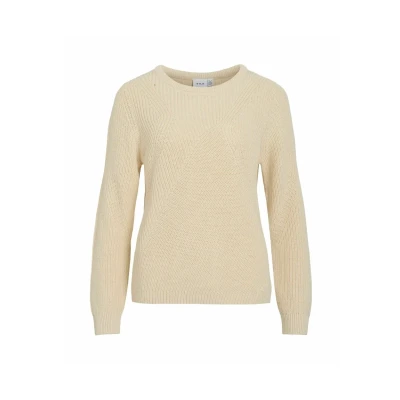 Afbeelding van VILA Viching O NECK Structured Trui, Dames, Maat: Small, Birch
