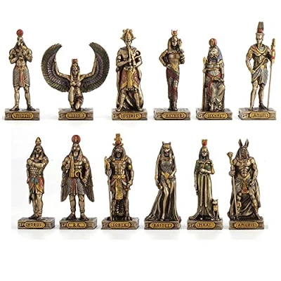 Afbeelding van Veronese Design Egyptische Goden Hars Beeldjes Handgeschilderd Gebronsd Standbeeld