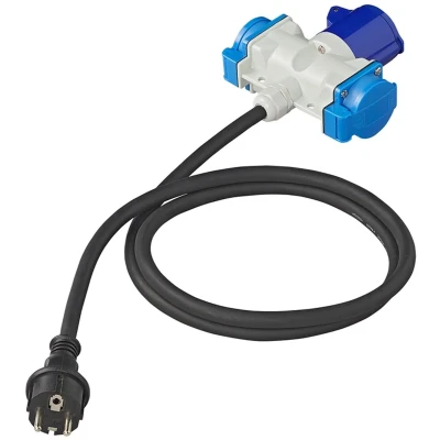 Afbeelding van Pro Plus Verloopkabel 3 Weg 150 cm x 1.5 mm2 van Schuko Stekker naar CEE Contrastekkers en 2 WCD