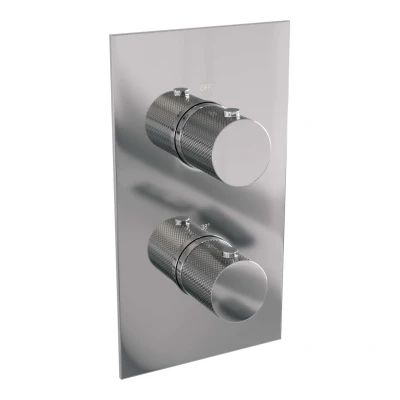 Afbeelding van Brauer Chrome carving inbouwthermostaat inbouwdeel 2 knoppen chroom Tijdloze uitstraling