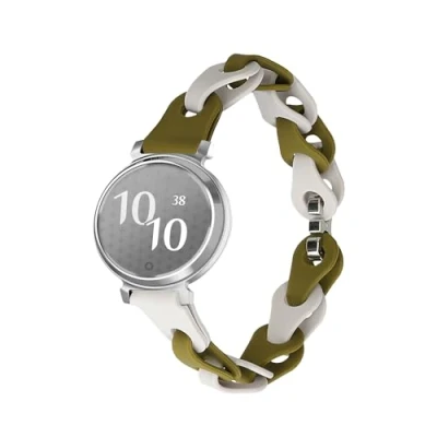 Afbeelding van kwmobile horlogebandje geschikt voor Garmin Lily 2 armband Siliconen horloge of activity tracker bandje Smartwatch polsband In beige / groen