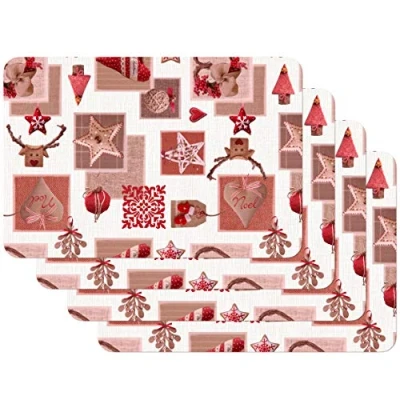 Afbeelding van Venilia placemat 59066 Santa Love, voor eetkamer, tafeldecoratie, kerstplacemats, afwasbaar, geschikt levensmiddelen, 45 x 30 cm, 4 stuks, kunststof