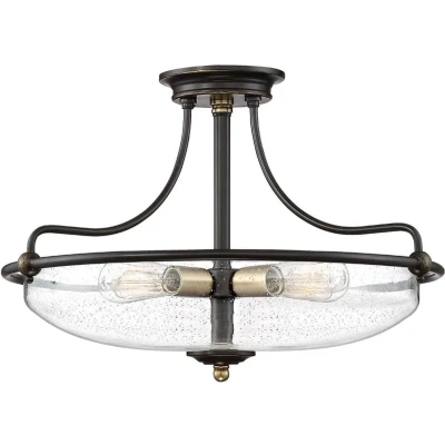 Afbeelding van Quoizel LED Plafondlamp Griffin 4X E27 Max 60W Dimbaar Palladian Bronze with Weathered Brass Accents