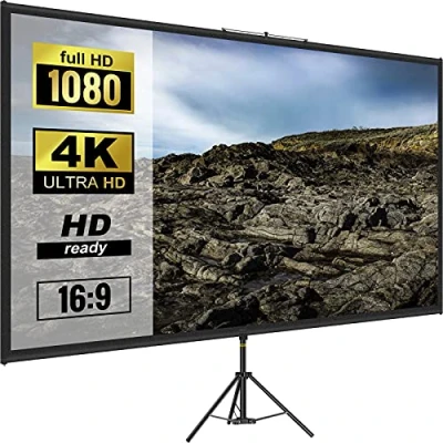 Afbeelding van VEVOR Projectiescherm 279,4 cm Projectorscherm 4K HD Projector Screen van Polyester en Aluminiumlegering met Verstelbaar Aluminium Statief 160 Graden Kijkhoek voor Thuisbioscoop Buiten Kamperen enz