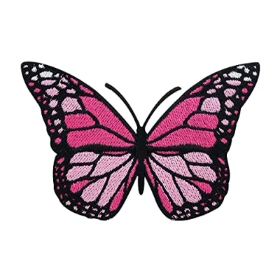 Afbeelding van Finally Home roze vlinderpatch om op te strijken, vlinderpatches, strijkplaatje, dierenpatches