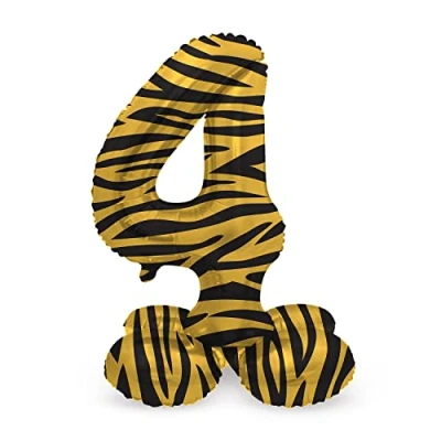 Afbeelding van Folat Staande folieballon Cijfer 4 Tiger Chic 72 cm