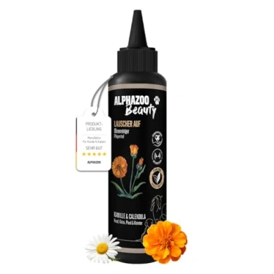 Afbeelding van alphazoo oren open, oorreiniger en verzorgingsproduct met kamille calendula, middel voor het reinigen verzorgen van de honden, katten &amp; paarden een kalmerende werking (200ml)
