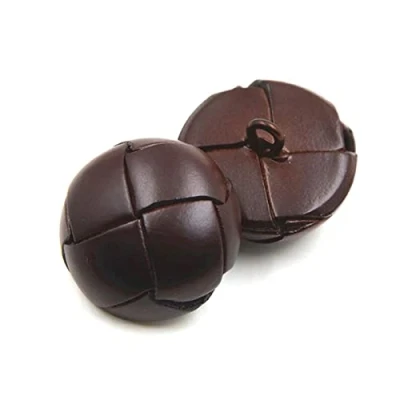 Afbeelding van 5 stuks echt lederen knopen 15mm 26mm zwart bruin knop voor jassen jasknopen, koffie,
