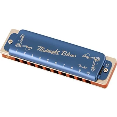 Afbeelding van Fender® »MIDNIGHT BLUES HARMONICA« mondharmonica Diatonisch 10 gaten stemming: G Kleur: Blauw (Limited Edition)