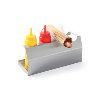 Afbeelding van Hendi Hotdog standaard RVS Voor 2 Broodjes + Flacons van 70cl