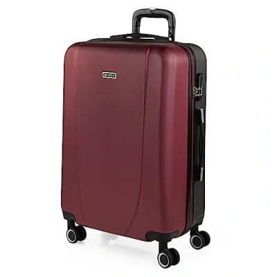 Afbeelding van ITACA Middelgrote Koffer. Medium Trolley Reiskoffer van ITACA. Lichtgewicht ABS Harde Schaal 4 Wielen Cijferslot, Granaat Antraciet