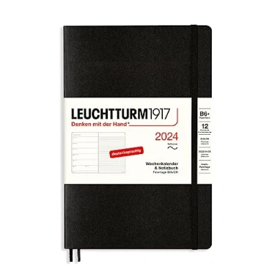 Afbeelding van LEUCHTTURM1917 367819 weekkalender &amp; notitieboek paperback (B6+) 2024, softcover, zwart, Duits, 12 maanden