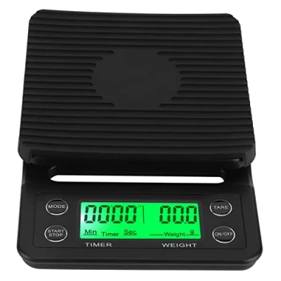 Afbeelding van Koffieschaal met timer, koffie overgieten Espressoschaal, elektronische weegschaal hoge precisie voor het zetten van koffie, LCD display(Zwart)