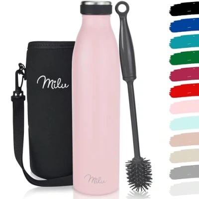 Afbeelding van Thermosfles, 500 ml, 750 1000 uitgaande drinkfles, thermoskan, lekvrije isolatiefles, dubbelwandig, voor warme en koude dranken, geschikt koolzuurhoudende dranken (rose, ml)