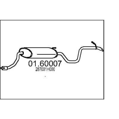 Afbeelding van MTS 01.60007 Einddemper 1700mm KIA: cee‘d I Hatchback (ED) 1.6 CVVT, 1.6, 1.4, LPG, 1.4 LPG 2006 2012