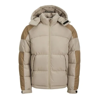 Afbeelding van JACK&amp;JONES JCOAERO Puffer SN Bufferjas voor heren, Crockery/Detail: petrified Oak Blocking, XL, XL