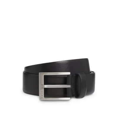 Afbeelding van HUGO BOSS heren Erron riem van leer in de kleur Zwart, maat: 80 cm