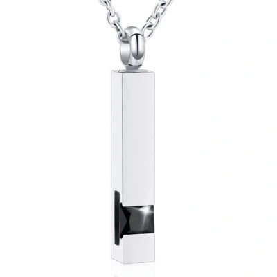 Afbeelding van Luxe Ashanger Met Ketting Assieraad Zilverkleurig Zwarte Steen As Gedenksieraad Urn Incl. vuller
