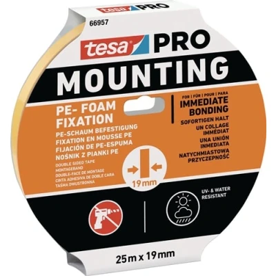Afbeelding van tesa Mounting PRO PE Fixation 66957 00010 00 Montagetape Wit (l x b) 25 m 19 mm 1 stuk(s)
