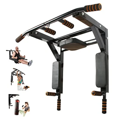 Afbeelding van Leogreen optrekstang, wandmontage, trainingshouder met multifunctionele, 8 antislip handgrepen, robuust trainingsgewicht tot 200 kg, 95 x 73 47 cm