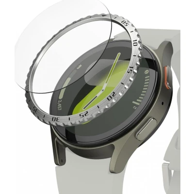 Afbeelding van Ringke Bezel Styling + Tempered Glass Geschikt voor Samsung Galaxy Watch 7 40MM RVS Cover Screen Protector Zilver
