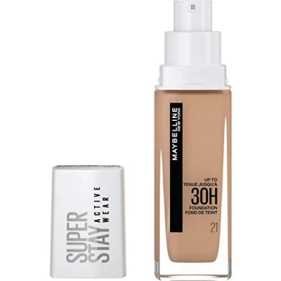Afbeelding van Maybelline New York Vloeibare foundation, langdurig, zonder overdracht, hoge dekking, Superstay Active Wear 30 uur, kleur: beige nude (21), inhoud: ml