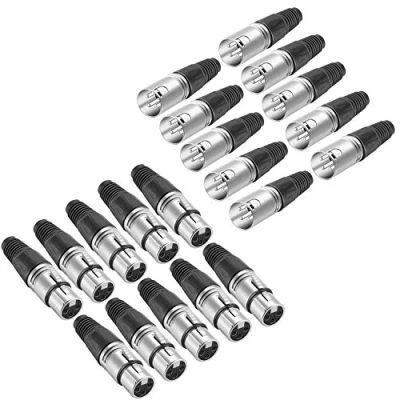 Afbeelding van Neewer 20 stuks 3 pins XLR solderen type connector 10 stekkers &amp; female kabel stekker microfoon audio stopcontact. van zinklegering voor hoge geleiding en ultralaag geluid (metalen uiteind)