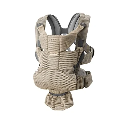 Afbeelding van BabyBjörn Draagzak Move 3D Mesh Grijs beige Buikdrager Ergonomisch Extra lendesteun Ademend