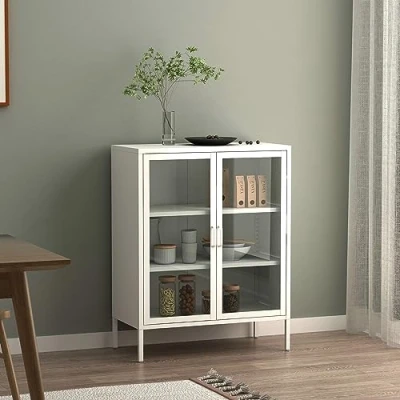 Afbeelding van Vitrinekast Fauske 101,5x80x40 cm wit