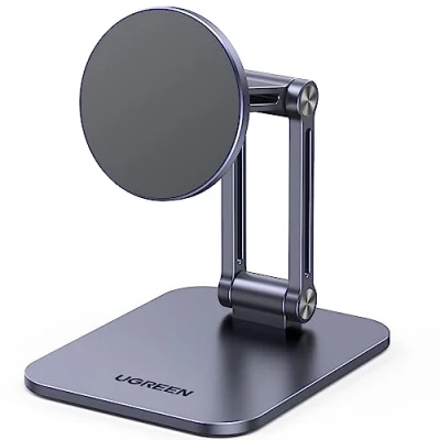Afbeelding van UGREEN Magnetische mobiele telefoon Stand Magsafe Telefoonhouder opvouwbare met metalen ringen Compatibel iPhone 14 Pro Max, Pro/13/12 Case，Galaxy S23 Ultra, +, etc (Grijs)