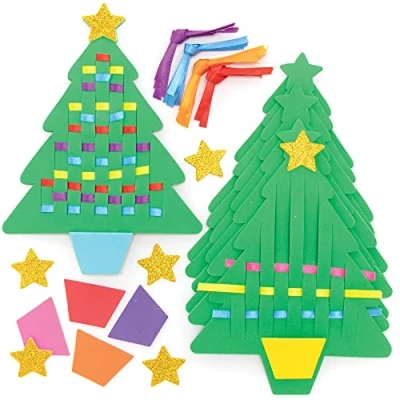 Afbeelding van Baker Ross FE912Kerstmis weef decoratie set pak van 6, Introducerend naaien voor beginners en kinderen. Ideaal kerst knutsel project kinderen