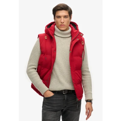 Afbeelding van Superdry Mannen Everest Pufferbodywarmer met Capuchon Rood Grootte: S