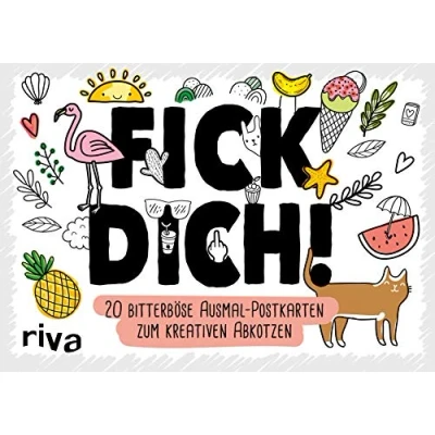 Afbeelding van FICK DICH! 20 bitterböse Ausmal Postkarten zum kreativen Abkotzen