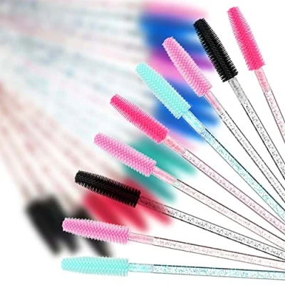 Afbeelding van siliconen wegwerp wimperborstels, 50 stuks veelkleurige mascara toverstokken herbruikbare spoolies wenkbrauwkam wimperborstel make up borstels wimperstick voor wimperverlengingen