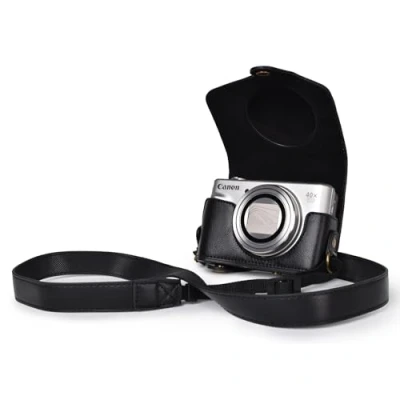 Afbeelding van kinokoo cameratas voor Canon PowerShot SX720 HS SX730 en SX740 PU leer SX720/SX730/SX740 beschermhoes met schouderriem zwart
