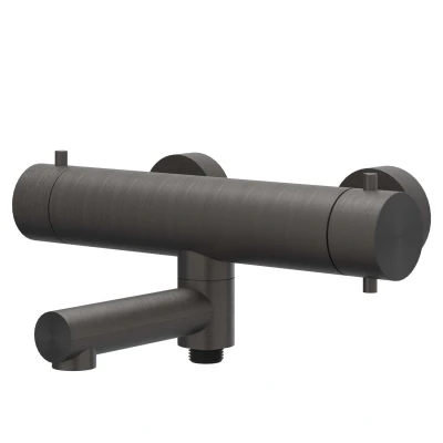Afbeelding van IVY Concord opbouw badthermostaat met wegdraaibare baduitloop RVS 316 Geborsteld carbon Black PVD