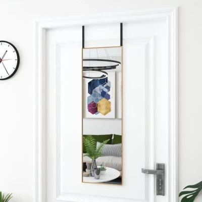 Afbeelding van Deurspiegel 30x100 cm glas en aluminium goudkleurig