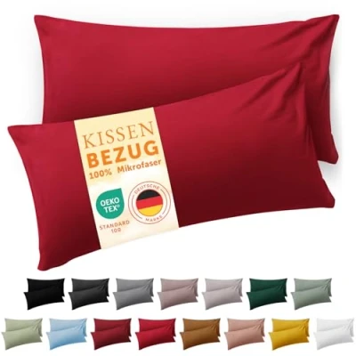 Afbeelding van Blumtal set van 2 kussenslopen 50 x 70 kussensloop, kussensloop zachte, geborstelde microvezelstof, rood