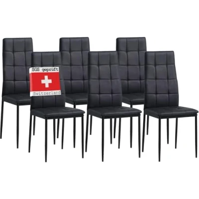 Afbeelding van Albatros eetkamerstoelen RIMINI, set van 6, zwart