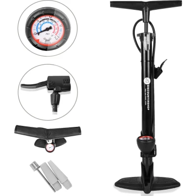 Afbeelding van fietspomp met Drukmeter Zwart 8 Bar 887gram 24cm*62.5 cm Bandenpomp