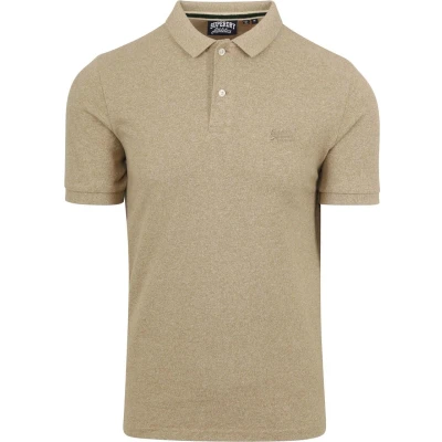 Afbeelding van Superdry Classic Poloshirt, Heren, Maat: Large, Tan brown fleck marl
