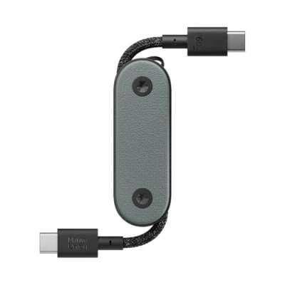 Afbeelding van Native Union Pocket Cable 60W Versterkte gevlochten USB C naar draagbare oplaadkabel Compatibel met iPhone 15, 15 Pro, Pro Max, iPad Air, S24, Flip 5, Fold 5 (Leisteen Groen).
