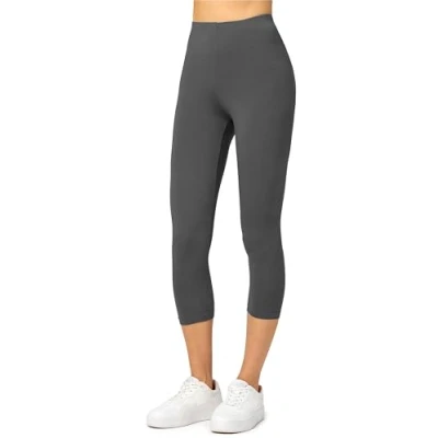 Afbeelding van Merry Style MS MS10 144 LE Dames Capri Leggings Sport Vrijetijdsbroek 3/4 Lengte Viscose Sporbroek Yogabroek Grafiet S